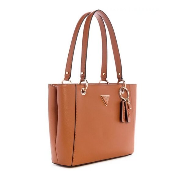 GUESS Noelle double compartment women's small tote bag - Cognac / Tan - Picture 3 of 12